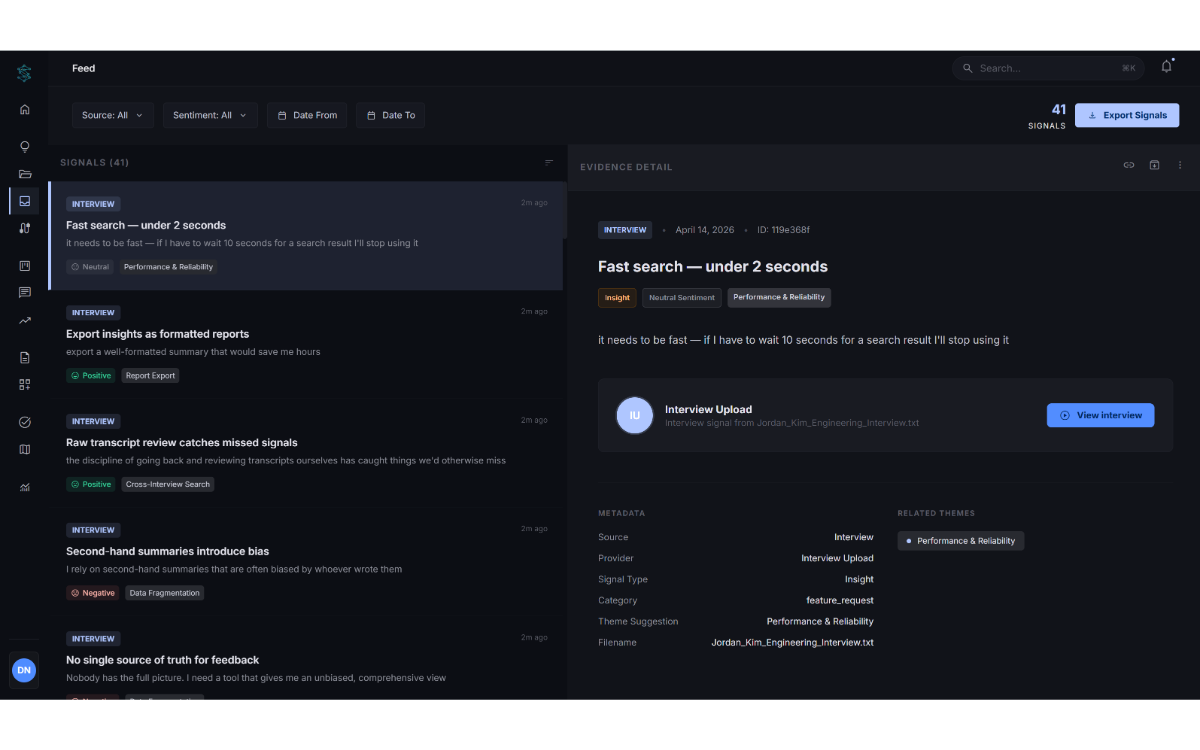 Unified Evidence Feed